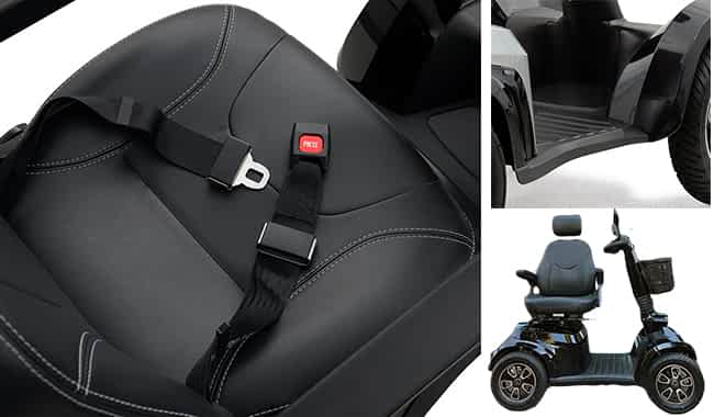 Le siège multi-réglable et l’espace de scooter Life Mobility Presto